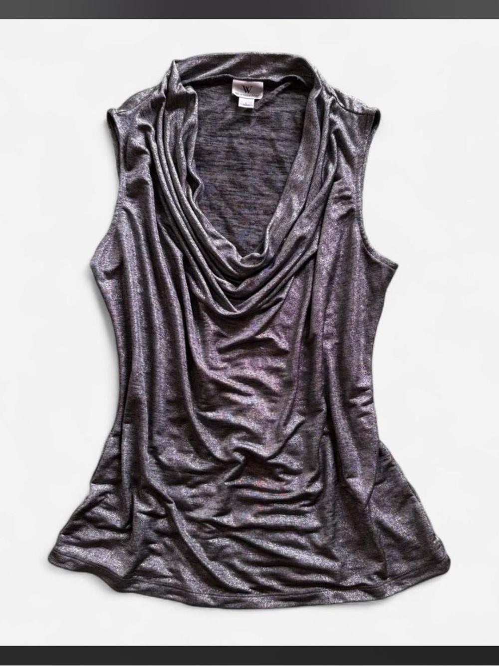 Silver Metallic Cowl Neck Top <3